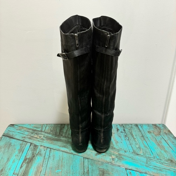 Steve Madden Black Leather Buckle Cher Boots Zipper Back Size 8B - Picture 11 of 14